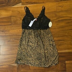 Soma Black Lace Leopard Chemise